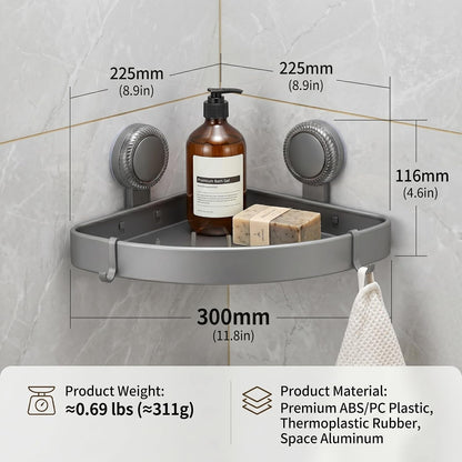 2 Pack Corner Shower Caddy, No Drill Aluminum Suction Cup Shelves6