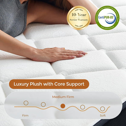 Twin Size Mattresses 12 Inch Twin Hybrid Mattress, Medium Firm with Memory Foam and Zoned Pocket Springs for Enhanced Lumbar Support and Pressure Relief, Certipur-Us4