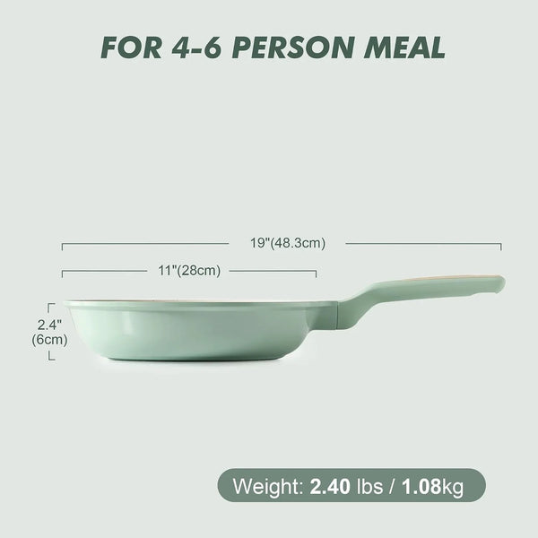 Nonstick Ceramic Frying Pan 11-Inch, Healthy Non Toxic Skillet, Induction Compatible Omelet Pan with Heat Resistant Handle, Pfas-Free, Mint Green7