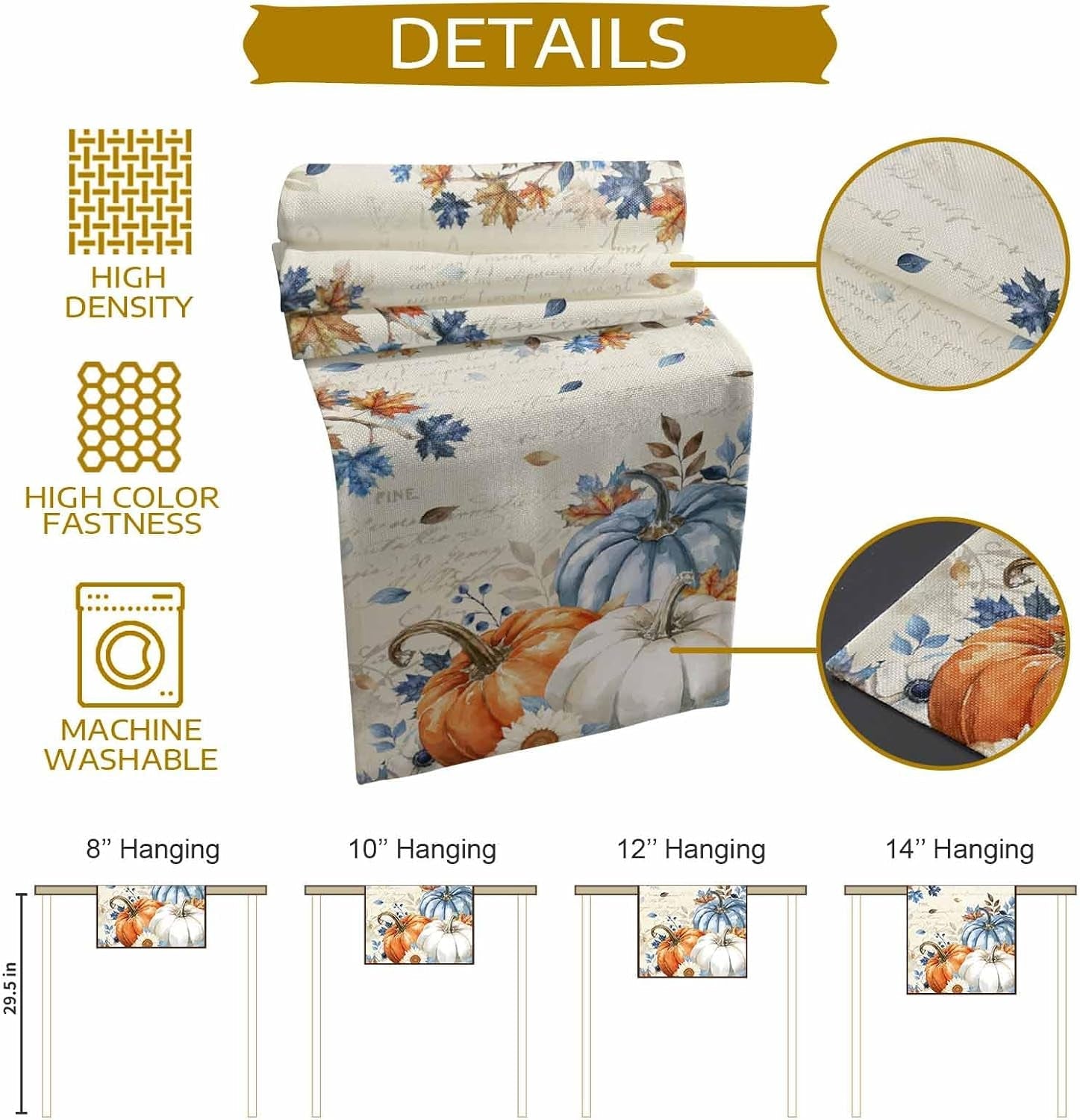 fall-navy-blue-pumpkins-table-runner-36-inch-long-thanksgiving-maple-leaves-kitchen-dining-table-runner-dresser-scarves-rustic-white-orange-pumpkin-decor-for-coffee-table-party-banquet