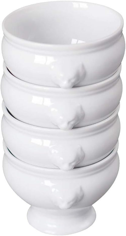 12 Oz Lion Head Ceramic Soup Bowls Set of 4, Porcelain Bowls1