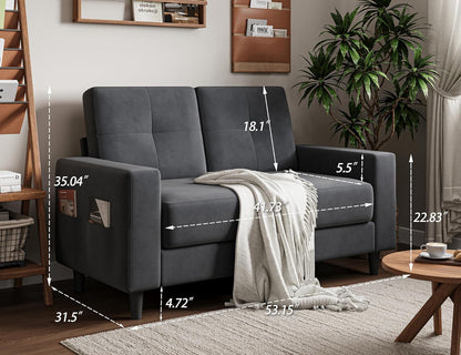 Loveseat Sofa 53" Small Couches for Small Spaces 2 Seater Mini Couch for Bedroom Dark Grey Comfy Modern Love Seat for Apartment Office Living Room2
