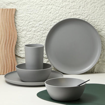 24-Piece Dinnerware Set, Service for 8, Unbreakable Plates and Bowls Set, Bpa-Free, Dishwasher Safe, Gray Tableware for Kitchen, Party and Picnic3