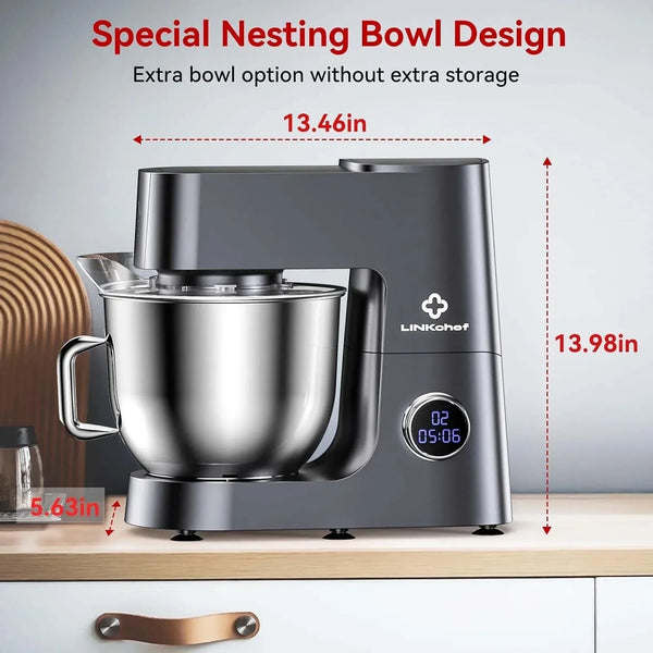 7.4 QT Kitchen in the Box Stand Mixer for Baking, Electric Spiral Mixer with Dough Hook, Cake Mixer with Bowl Stand & Beater, 800W/12-Speed Tilt-Head Food Mixer | Electric Spiral Mixer with Dough Hook, Wire Whip & Beater ,800W 12-Speed Tilt-Head Food Mixer, Grey2