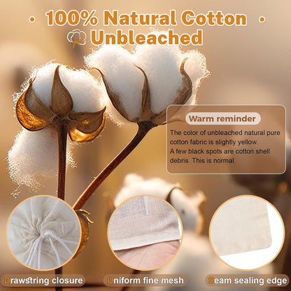 20 Pcs Muslin Bags with Drawstring, Reusable Tea Bags, Spice Bags for Cooking Soup/Herb/Loose Leaf Tea, Natural Cotton Small Cheese Cloth Bag for Straining, Sachet Bags Empty, 4 X 3 Inches3