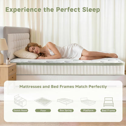 King Size Mattress, 14 Inch Hybrid King Mattress in a Box, Medium Firm Memory Foam Mattress, with Individual Pocket Springs, Upgrade Zoned Support, Motion Isolation&Pressure Relief, Certipur-Us6
