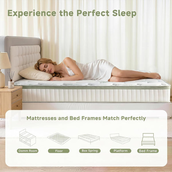 King Size Mattress, 14 Inch Hybrid King Mattress in a Box, Medium Firm Memory Foam Mattress, with Individual Pocket Springs, Upgrade Zoned Support, Motion Isolation&Pressure Relief, Certipur-Us6