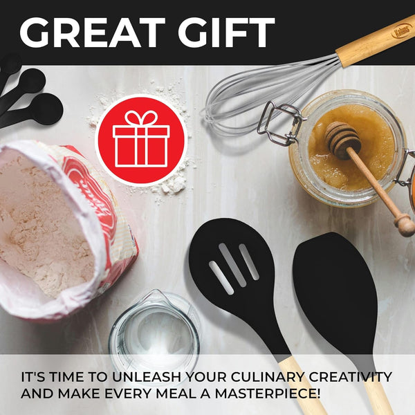 Silicone Kitchen Utensils Set, Premium Non Stick Cooking Utensils Set - 21 Pcs Wooden Handle Silicone Spatula Set 446°F Heat Resistant - Kitchen Gadgets Home Essentials7