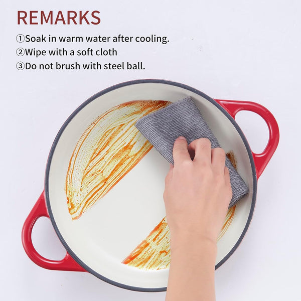 Dutch Oven Cast Iron Bread Oven with Cloche Dome Lid for Baking Sourdough, Artisan Bread, Pizza | Enameled Cast Iron Combo Cooker for Baking, Braising, Roasting | Magenta Enameled Finish6