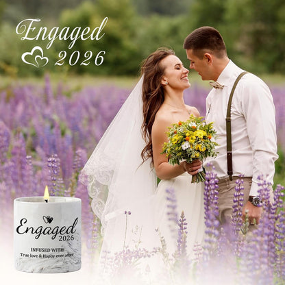 Engagement Gifts - Gift for Newly Engaged Couples, Fiance Gifts for Women, Bridal Shower, Wedding Bride Gift - Engaged Present 6 Oz Engaged 2026 Lavender Ceramics Candle4