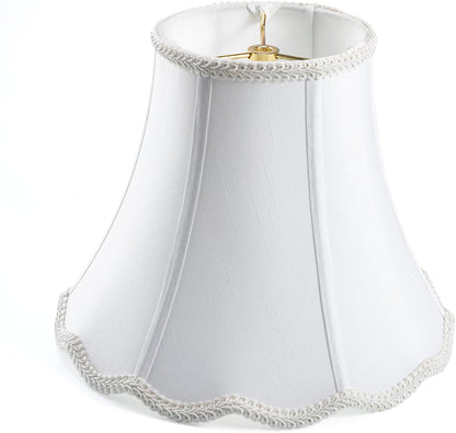White Bell Lampshade, 5''X10''X8'', Solid Lamp Shade, Pack 1 | Harp Set Included, Scalloped Lampshade, Double Layers Polyester Fabric, Softback, No Assembling for Item Itself Is Required1