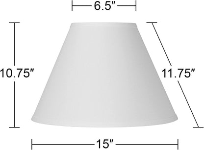 Antique Large White Linen Lamp Shades 6.5X15X10.75 (Spider) Set of 2 | 6.5" Top X 15" Bottom X 10.75" High Replacement for Table Lamps Empire Shade Pre-Assembled Harp + Finial4