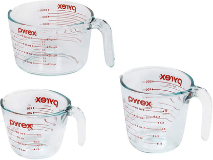 Essentials (3-Pack) Glass Measuring Cups Set (1, 2 & 4 Cup) | for Prepping, Baking and Cooking, Preheated Oven, Dishwasher, Freezer, and Microwave Safe1