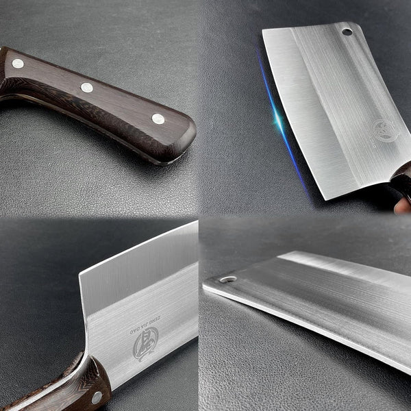 Chinese Meat Cleaver, 7“ Bone Knife, Full Tang Wengewood Handle, Heavy Duty Chopping Knife for Home & Professional Kitchen2