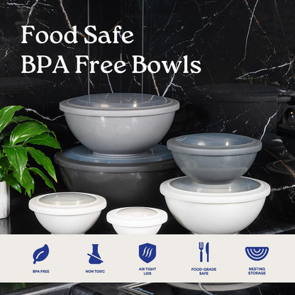 12-Piece Plastic Mixing Bowls with Lids for Food Prep & Storage6