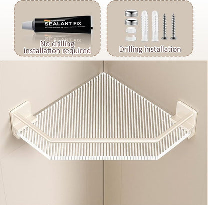 Shower Corner Caddy with Hooks , 2 Pack Luxury Organizer with Upgraded Adhesive System for Bathroom,Kitchen & Balcony, Floating Shower Wall Shelf Bath Basket Rack Heavy Duty 2 Pack (Gold,Acrylic)7