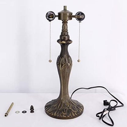 Table Lamp Base Replacement Only with 6Pcs Bulb, Wide 6.5 Height 24 Inch, Fit for 12, 14, 16, 18 Inch Tiffany Style Stained Glass Lampshade, Dark Bronze Finish, Metal, Pull Chain Switch4