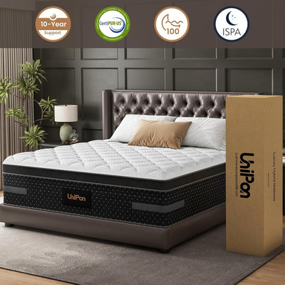 Medium Firm Queen Size Mattress, 14 Inch Hybrid Mattress in a Box with Zoned Lumbar Support for Side Sleepers, Pressure Relief, Fiberglass Free, 365 Nights Trial, 10 Years Warranty6