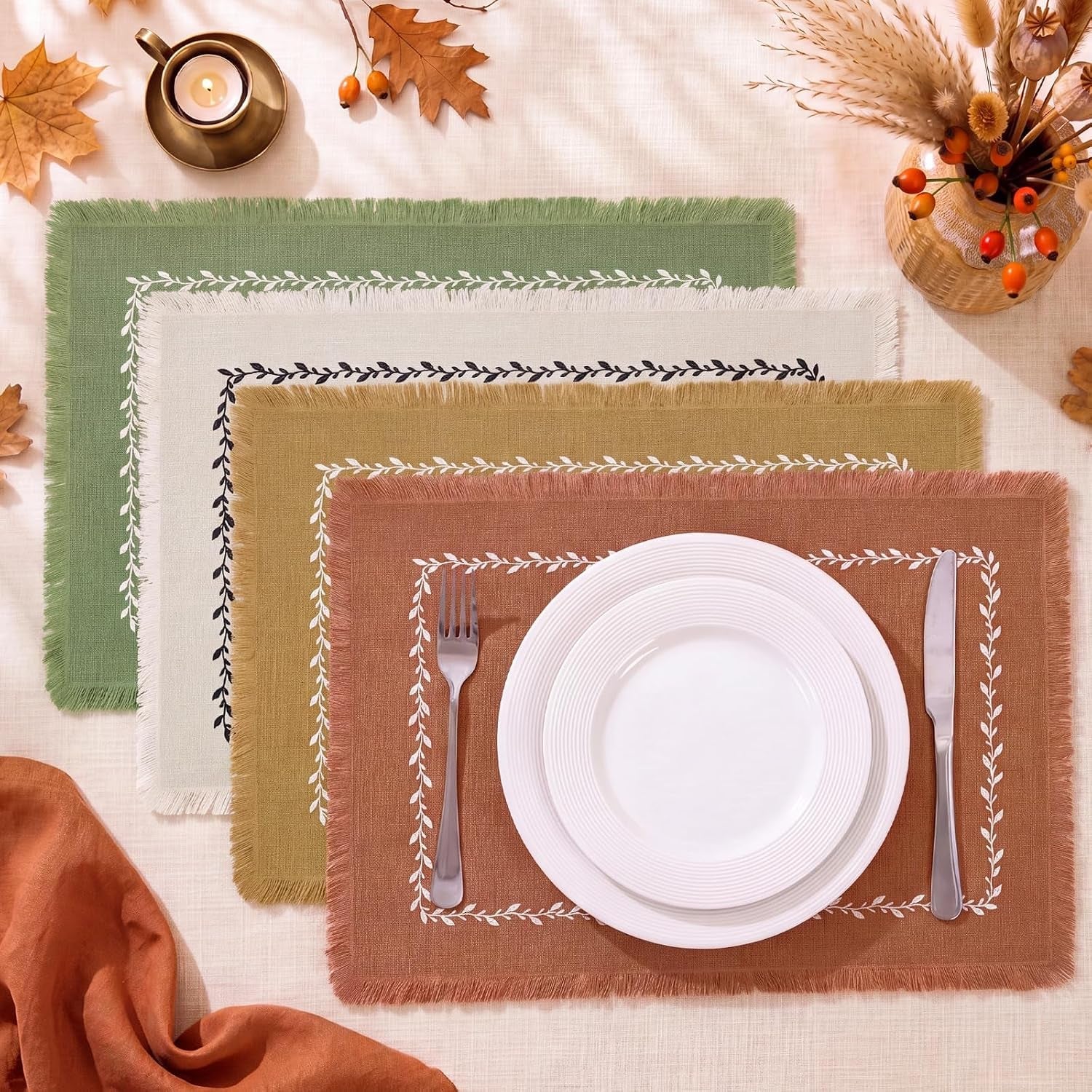 set-of-4-fall-placemats-with-fringe-edge-embroidery-table-mats