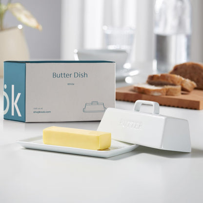 Ceramic Butter Dish with Lid, Countertop, Dishes, Tray, White | Holds 1 Stick Microwave Dishwasher Safe Elegant Kitchen Storage, Covered, Holder, Handle, Stoneware, Porcelain, Container3