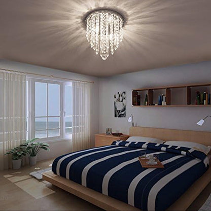 Mini Chandelier, Crystal Chandelier Lighting, 2 Lights, Flush Mount Ceiling Light, H10.4'' X W8.66'' Modern Chandelier Lighting Fixture for Bedroom, Hallway, Bar, Kitchen, Bathroom8