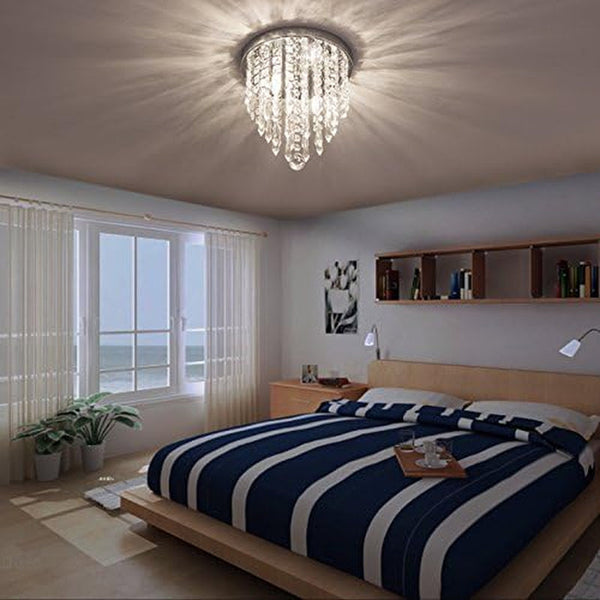 Mini Chandelier, Crystal Chandelier Lighting, 2 Lights, Flush Mount Ceiling Light, H10.4'' X W8.66'' Modern Chandelier Lighting Fixture for Bedroom, Hallway, Bar, Kitchen, Bathroom8