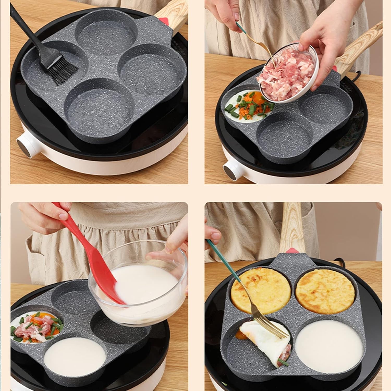 egg-frying-pan-with-lid-4-cup-egg-pan-nonstick-induction-compatible-white-fried-egg-pan-pancake-pan-aluminium-alloy-cooker-for-breakfast-versatile-breakfast-skillet-for-eggs