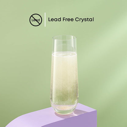 Milo Stemless Champagne Flutes Set of 8 Crystal Glasses. 9.5Oz Prosecco Wine Flute, Mimosa Glasses, Cocktail Glass Set, Water Highball Glass, Bar Glassware6