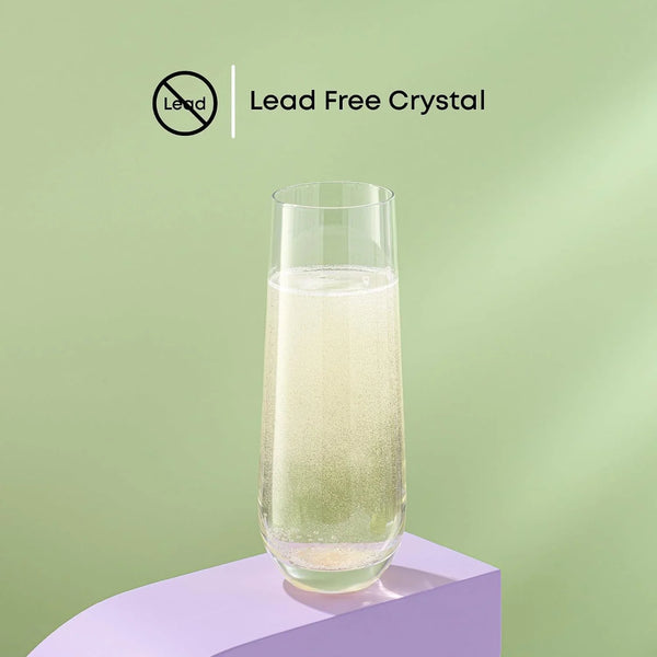Milo Stemless Champagne Flutes Set of 8 Crystal Glasses. 9.5Oz Prosecco Wine Flute, Mimosa Glasses, Cocktail Glass Set, Water Highball Glass, Bar Glassware6