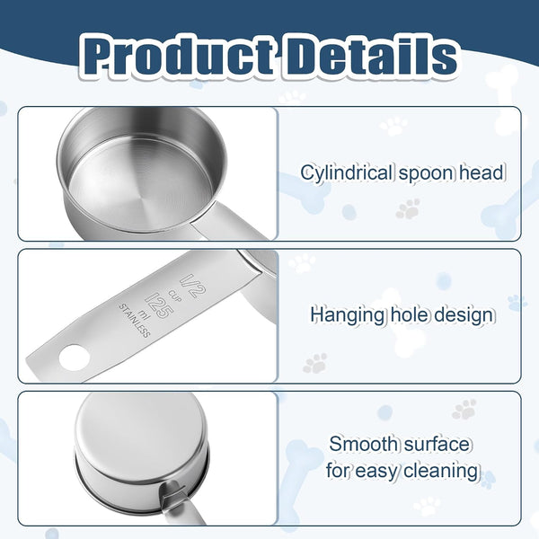 2 Pcs 1/2 Cup Dog Food Scoop, 125 ML, Stainless Steel4