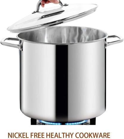 LARGE STOCK POT 24 Quart with Lid - Nickel Free Stainless Steel Cookware Stockpot 24 Quart - Healthy Cookware Polished Stockpots - Heavy Duty Induction Pot Soup Pot with Lid3