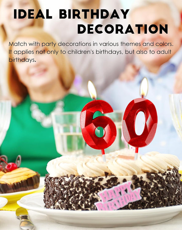 Red Birthday Candles for Cake, Number 10 Candle for 10Th Birthday Decorations, 3D Design Cake Topper Decorations for Boy Girl Women Men Birthday Theme Party Anniversary Celebration Supplies6