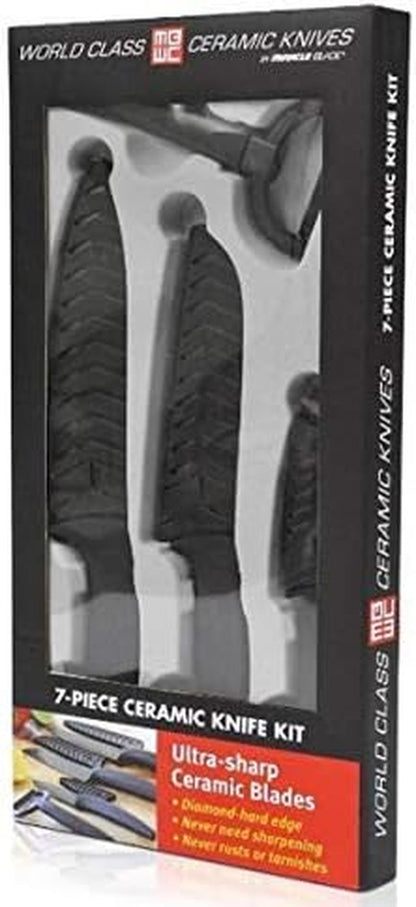 IV World Class Professional Series Black 7-Piece Ceramic Kitchen Knife Set - Sharpest Knives - Maintain Precision Cut: Never Dulls & Won'T Rust or Stain1