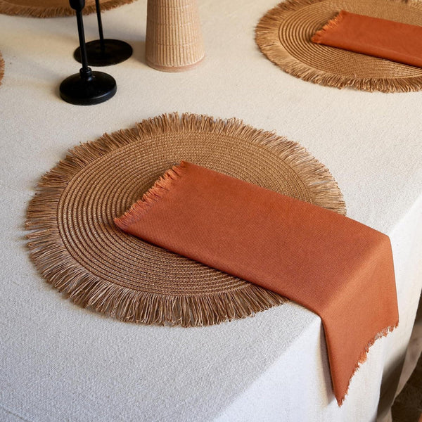 Decorative Boho Table Placemats Set of 6 with Matching Linen-Textured Napkins - Beautiful Natural Decor Elevates Your Dining Room or Kitchen Setting - Easy to Style & Mix with Linen Inspired Material8