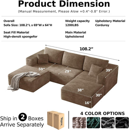 108" Boneless Sectional Cloud Couch for Living Room2