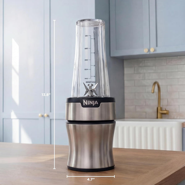 Ninja Nutri-Plus Personal Blender, 900PW, (3) 20Oz Cups, Silver, BN301 | 900-Peak-Watt Push-To-Blend Motor for Smoothies & Sauces. (3) 20-Oz Cups, 2 Spout Lids & Storage Lid. Dishwasher Safe.8