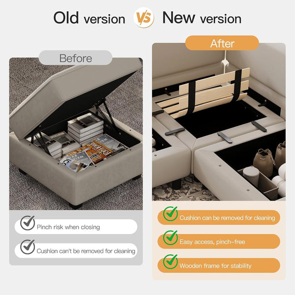 Modular Sectional Sofa with Storage Chaises Sectional Sleeper Sofa Couch 8 Seat Sectional Bed Grey4