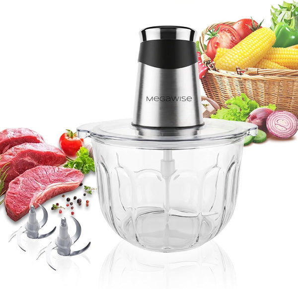 Electric Food Processor, 1000W Meat Grinder & Vegetable Chopper with 4L Thick Glass Bowl, 4 Blades and Dual-Speed Food Chopper for Meat, Vegetables, Fruits, Nuts, and Baby Food1