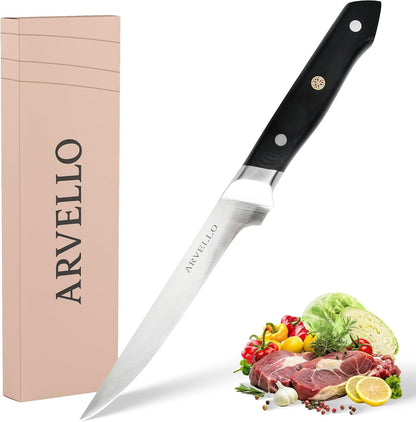 Boning Knife - 7-Inch Professional Deboning & Meat Trimming Knife for Home Cooking, Culinary Use - Full Tang High Carbon German Steel Blade, 58 HRC Ultra-Sharp Edge, Dishwasher-Safe G10 Handle1