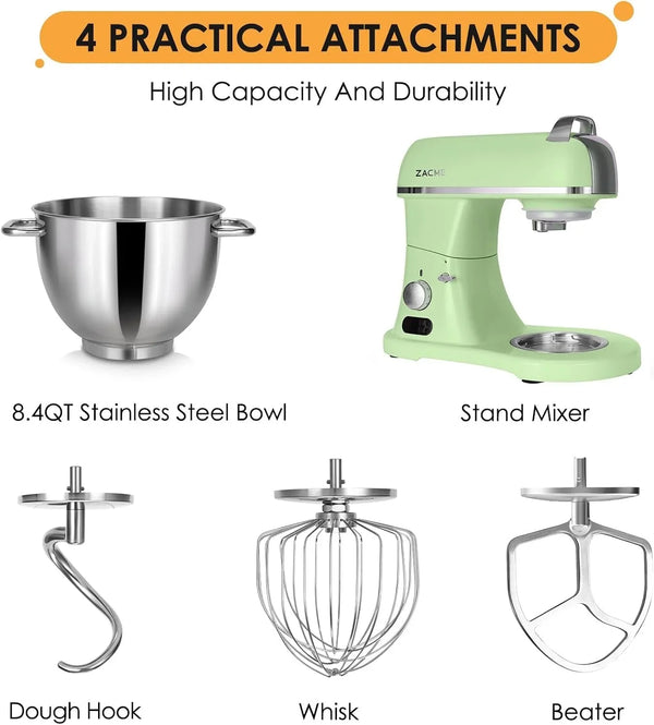 8.4QT Commercial Stand Mixer 800W with Aluminum Die Casting Meets the Standard of NSF/ANSI 8-2023, Mixers Kitchen Electric Stand Mixer with Stainless Steel 8L Bowl, Dough Hook, Whisk and Beater7