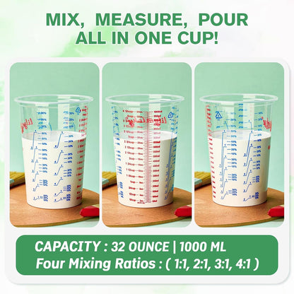 25 Pack Plastic Mixing Cups, 32 Oz Disposable Mixing Cups4