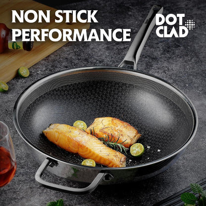 Wok Pan,Hybrid 13 Inch Wok with Lid, PFOA Free Cookware,Non Stick Stainless Steel Woks & Stir-Fry Pans Nonstick, Dishwasher and Oven Safe, Works on Induction2