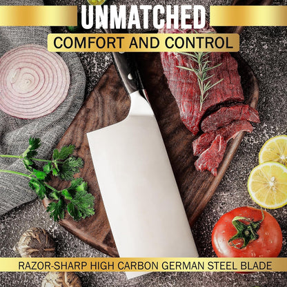 Slice Series 7 Inch Cleaver Knife, German Steel, Pakkawood9