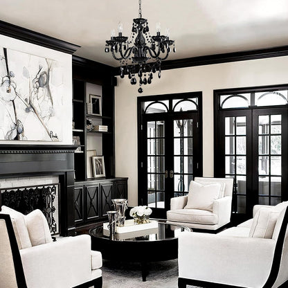 Black Modern 5-Light Crystal Chandelier Acrylic Hanging Pendant Light8