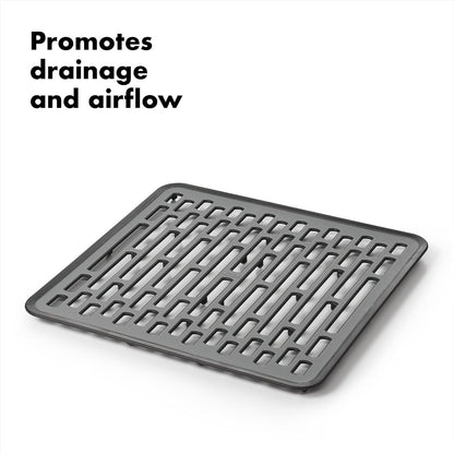 OXO Good Grips Small Kitchen Sink Mat with Drain Holes, Silicone Sink Mat | Non-Slip Rubber Sink Bottom Mat, Protects Dishes and Sink, Kitchen Sink Protector, Drain Holes, Gray4