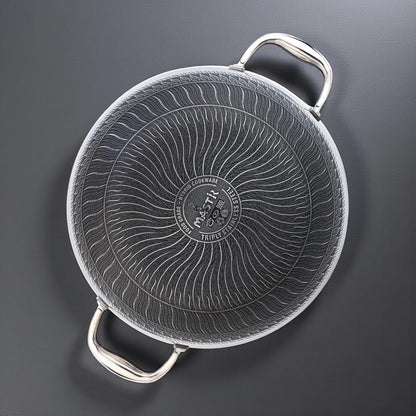 Stainless Steel Wok 32 Cm/6.5 L with Glass Lid – Kadai with Two Ear Handles – Hybrid Honeycomb Nonstick, Pfoa-Free, EU Approved – Stay-Cool Handles – Induction, Oven & Dishwasher Safe Cookware5