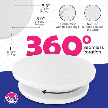 88 Pc Cake Decorating Kit & Cake Turntable -Piping Bags and Tips Set | Includes 50 Disposable + 2 Reusable Piping Bags, 24 Icing Piping Tips, 2 Spatulas, 3 Icing Comb Scraper, Baking Supplies2