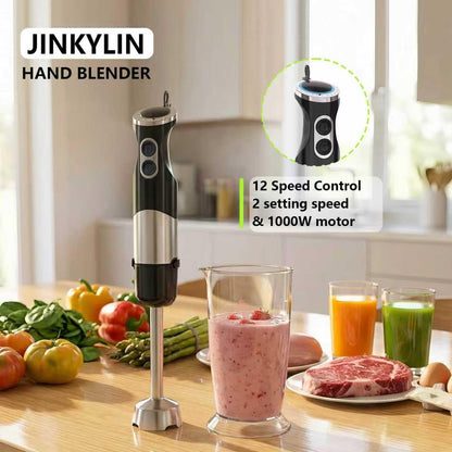 Immersion Blender Handheld, 12 Speed & Turbo Mode Hand Mixer Electric for Kitchen, 2 in 1 Stick Portable Blender with Beaker for Baby Food, Smoothie, Puree, Soup2