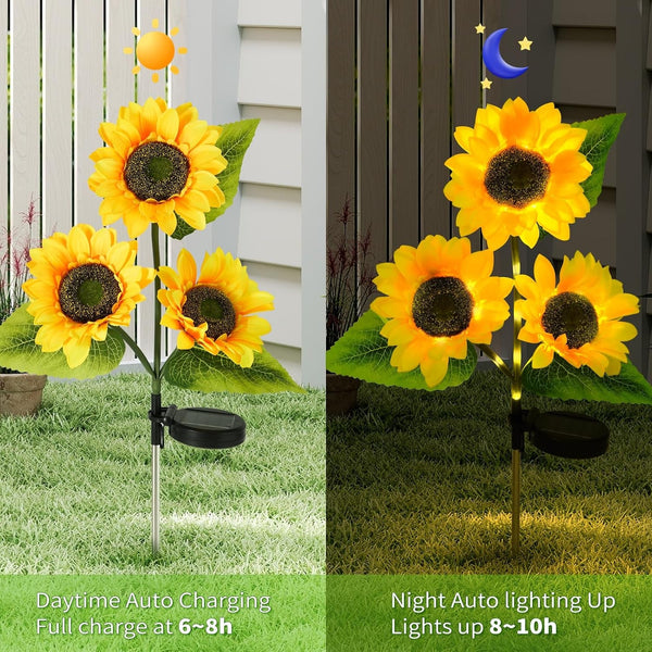 Sunflower Solar Lights Outdoor, Garden Decor, 4 Pack4