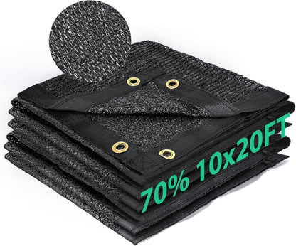 70% Shade Cloth 10X20 Ft, Breathable HDPE Mesh Sun Shade Tarp for Garden & Greenhouse, UV Resistant Outdoor Shade Fabric with Copper Grommets for Plants, Patio, Yard1